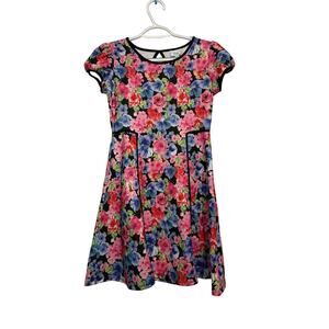 Disney D Signed floral A line fit and flare dress girls medium vacation travel